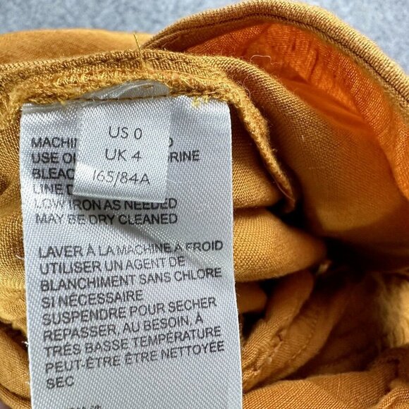 Anthropologie Maeve Luana Romper Women 0 Golden Linen Blend Boho Pockets NO BELT - Picture 16 of 16